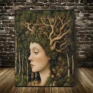 Cute Enchanted Forest with Crown Painting 40x60cm Metal Print Ready to Hang