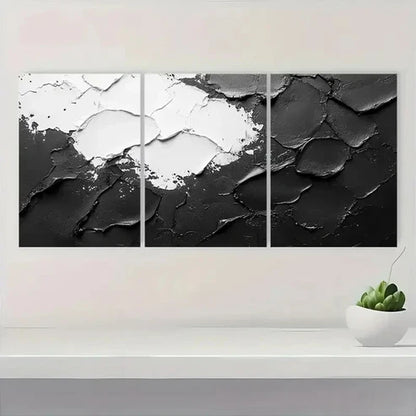 3pcs Black, White Abstract Texture Painting A Wall Art Set Canvas Unframed - High Quality Print 100% Australian Made Wall Canvas - Bella Home Decor