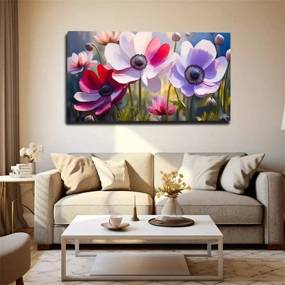 Home Relaxation Blue Flowers Wall Art Canvas Office Home Room Framed 120x60cm