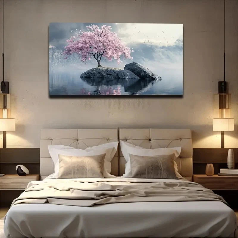 Modern Minimalist Pink Tree Wall Art canvas office home room framed 120x60cm