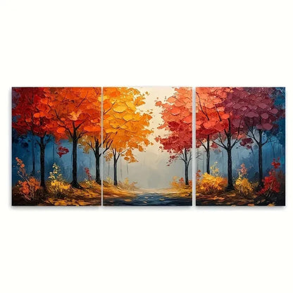 3pcs Abstract Forest Modern Colorful CF   Wall Art Set Canvas Framed 60x90cm - High Quality Print 100% Australian Made Wall Canvas Ready to Hang - Bella Home Decor