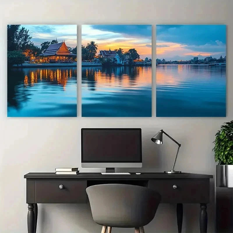 3pcs Thailand Travel Decor Bangkok Perfect Wall Art Set Canvas Framed 50x70cm - High Quality Print 100% Australian Made Wall Canvas Ready to Hang
