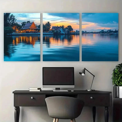 3pcs Thailand Travel Decor Bangkok Perfect Wall Art Set Canvas Framed 50x70cm - High Quality Print 100% Australian Made Wall Canvas Ready to Hang