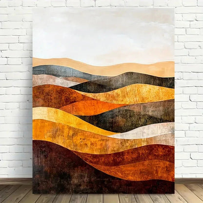 Beautiful Abstract Desert Waves Painting 40x60cm Metal Print Ready to Hang - Bella Home Decor