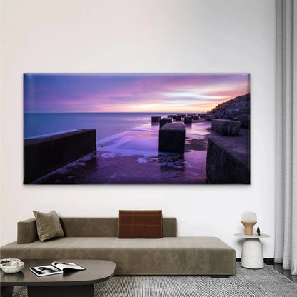 Beach Scene Seaside Landscape Wall Art Canvas Office Home Room Framed 120x60cm