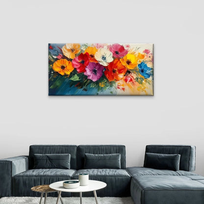 Colorful Flowers Watercolour Wall Art Canvas Office Home Room Framed 120x60cm