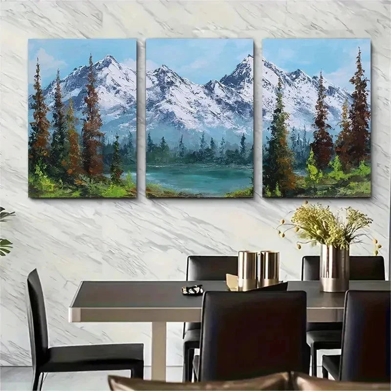 3pcs Nature Mountain Acrylic Decor Perfect Wall Art Set Canvas Framed 50x70cm - High Quality Print 100% Australian Made Wall Canvas Ready to Hang