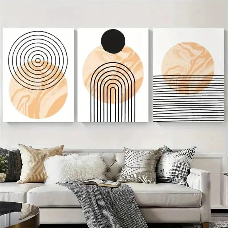 3pcs Minimalist Geometric Circles Metal Print Ready to Hang Art