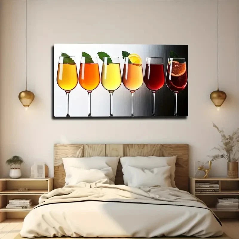 Deco Style Vibrant Drinks Wall Art Canvas Office Home Room Framed 120x60cm