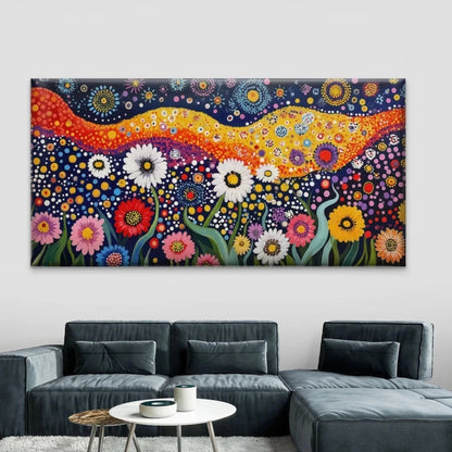 Multicolor Flower Meadow Wall Art Canvas Office Home Room Framed 120x60cm