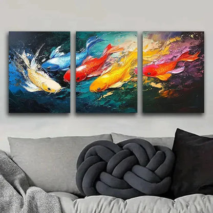 3pcs Colorful Ocean Fish Nature Perfect Wall Art Set Canvas Unframed - High Quality Print 100% Australian Made Wall Canvas - Bella Home Decor