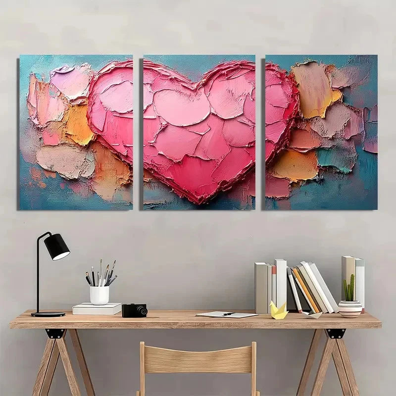 3pcs Artwork Neutral Pink Heart Girly Perfect Wall Art Set Canvas Framed 40x60cm - High Quality Print 100% Australian Made Wall Canvas Ready to Hang - Bella Home Decor
