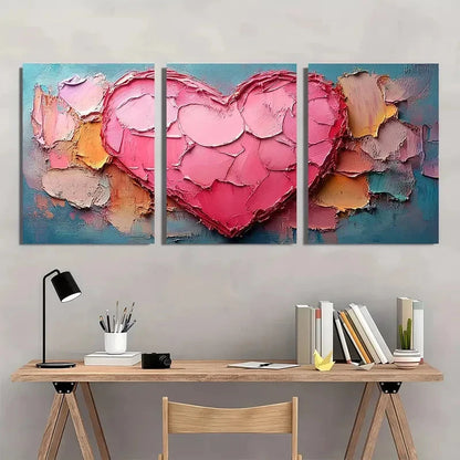 3pcs Artwork Neutral Pink Heart Girly Perfect Wall Art Set Canvas Framed 40x60cm - High Quality Print 100% Australian Made Wall Canvas Ready to Hang - Bella Home Decor