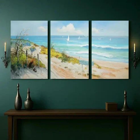 3pcs Ocean Seaside Wall Art Canvas Wall Art Canvas Unframed - High Quality Print 100% Australian Made Wall Canvas