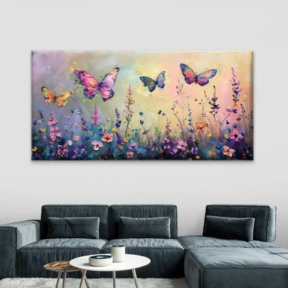 Colorful Butterfly & Flower Wall Art Canvas Office Home Room Framed 120x60cm