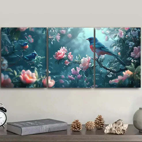 3pcs birds and flowers Wall Art Set Canvas Unframed - High Quality Print 100% Australian Made Wall Canvas - Bella Home Decor