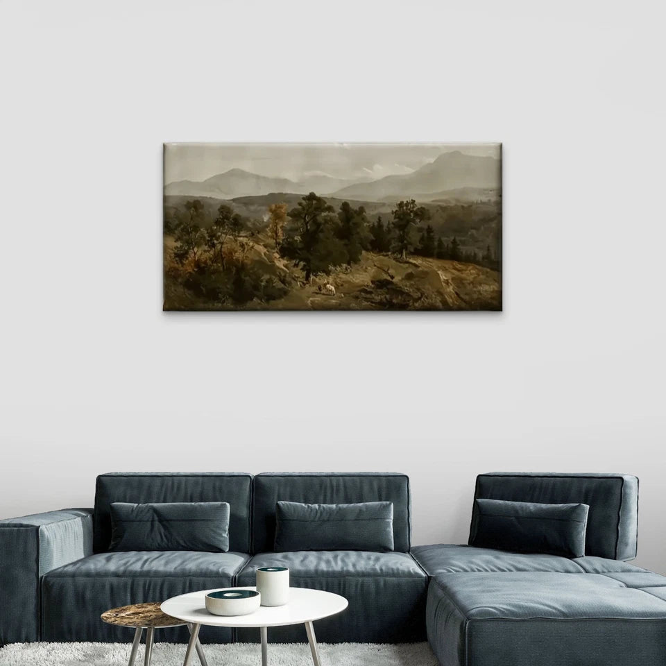 Mountains Trees Forest Wall Art Canvas Office Home Room Framed 120x60cm