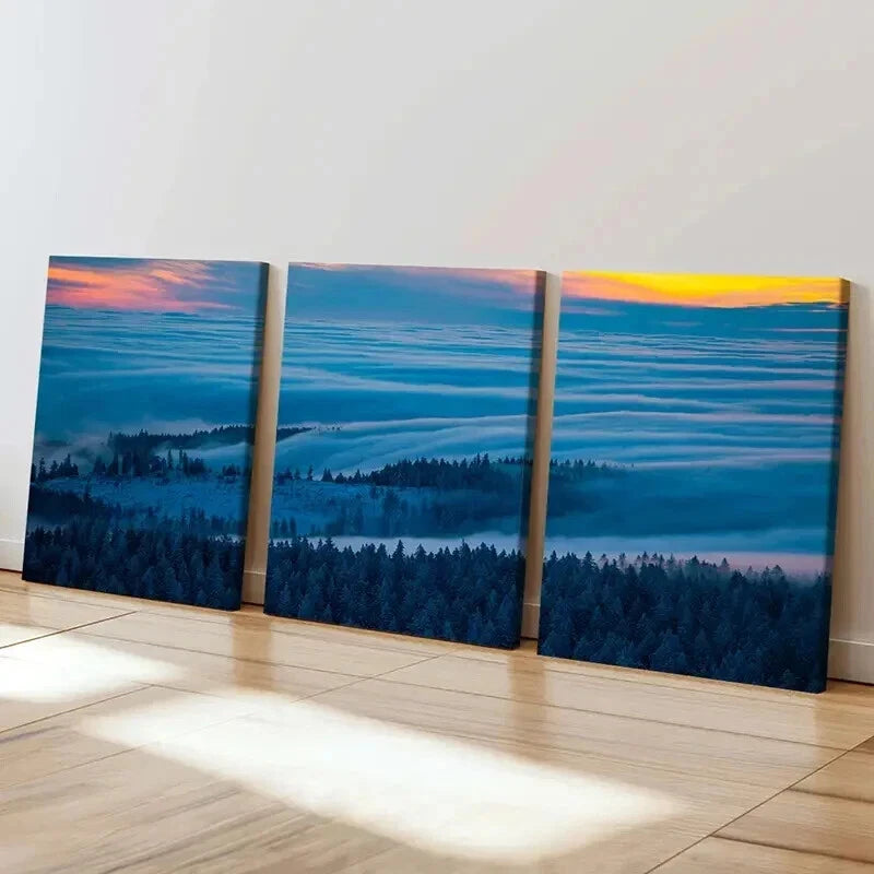 3pcs Serene Forest & Sunset Landscape Wall Art Set Canvas Framed 50x70cm - High Quality Print 100% Australian Made Wall Canvas Ready to Hang - Bella Home Decor