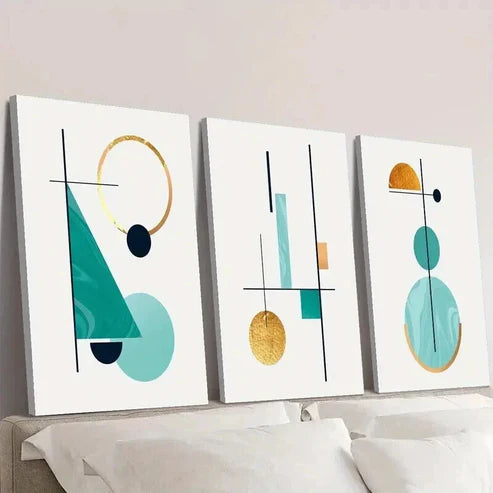 3pcs Abstract Geometric Aesthetics Wall Art Canvas Unframed – High Quality Print 100% Australian Made Wall Canvas - Bella Home Decor
