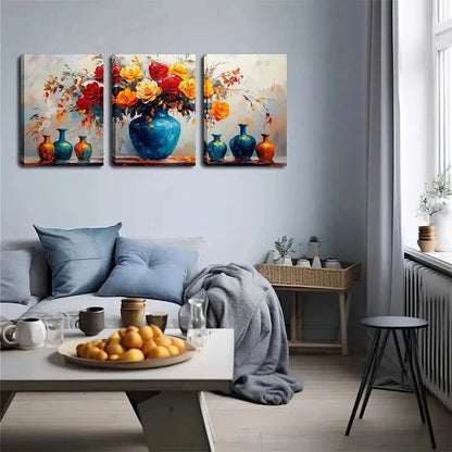 3pcs Several Different Colors Vase Perfect Wall Art Set Canvas Framed 60x90cm - High Quality Print 100% Australian Made Wall Canvas Ready to Hang - Bella Home Decor