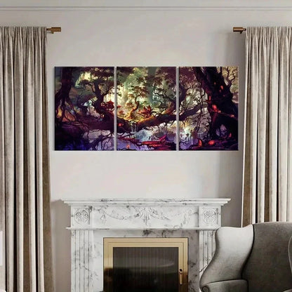 3pcs Fantasy Tree House Vintage Wall Art Set Canvas Framed 40x60cm - High Quality Print 100% Australian Made Wall Canvas Ready to Hang - Bella Home Decor