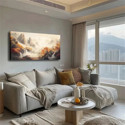 Autumn Mountain Landscape Wall Art Canvas Office Home Room Framed 120x60cm - Bella Home Decor