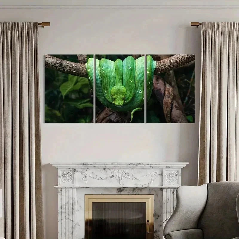 3pcs Cold Blooded Reptile Art Snake Python Wall Art Set Canvas Framed 60x90cm - High Quality Print 100% Australian Made Wall Canvas Ready to Hang - Bella Home Decor