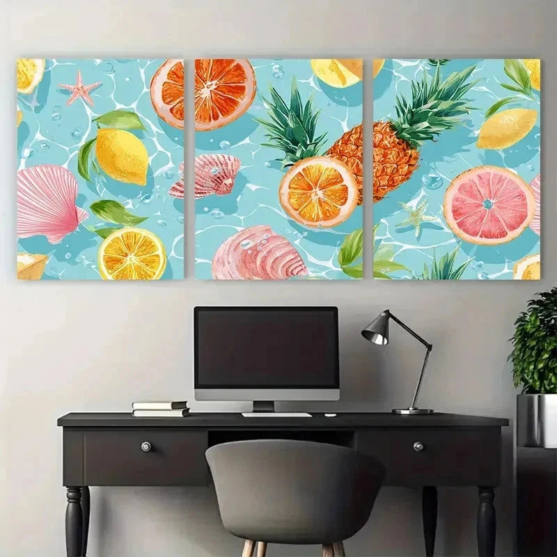 3pcs Sunshine Trendy Beach House Décor Perfect Wall Art Set Canvas Framed 50x70cm - High Quality Print 100% Australian Made Wall Canvas Ready to Hang