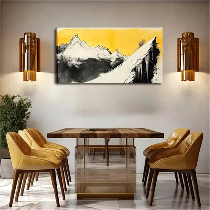 Mountain Yellow & Black Perfect Wall Art Canvas Office Home Room Framed 120x60cm - Bella Home Decor