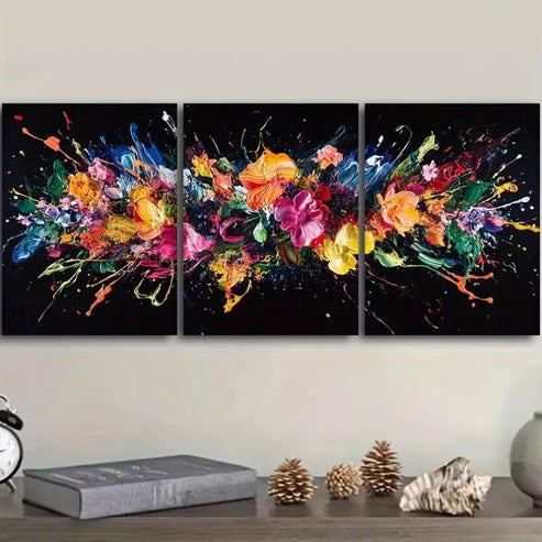 3pcs Deco Modern Colorful Explosion Dark Wall Art Canvas Unframed - High Quality Print 100% Australian Made Wall Canvas - Bella Home Decor