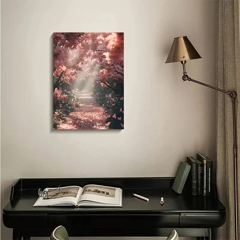 Flourishing Maple Forest with Sunlit Painting  40x60cm Metal Print Ready to Hang - Bella Home Decor