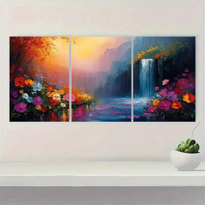 3pcs Abstract Rainy Garden Landscape Art T  Wall Art Set Canvas Framed 60x90cm - High Quality Print 100% Australian Made Wall Canvas Ready to Hang - Bella Home Decor