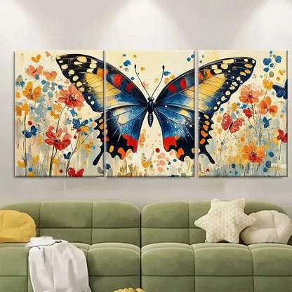 3pcs Floral Butterfly Elegant Colorful Perfect Wall Art Set Canvas Framed 60x90cm - High Quality Print 100% Australian Made Wall Canvas Ready to Hang