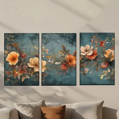 3pcs Painting of Orange Yellow Flowers Wall Art Set Canvas Framed 50x70cm - High Quality Print 100% Australian Made Wall Canvas Ready to Hang