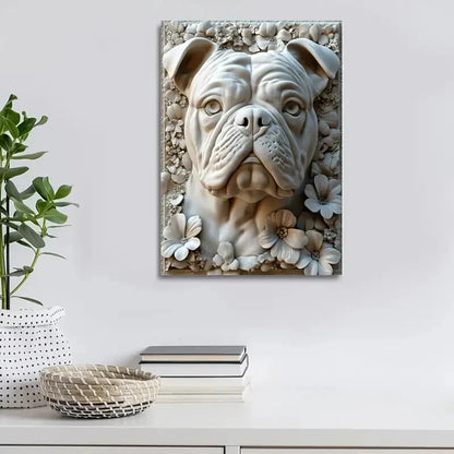 Beautiful English Bulldog Heart Painting 40x60cm Metal Print Ready to Hang - Bella Home Decor