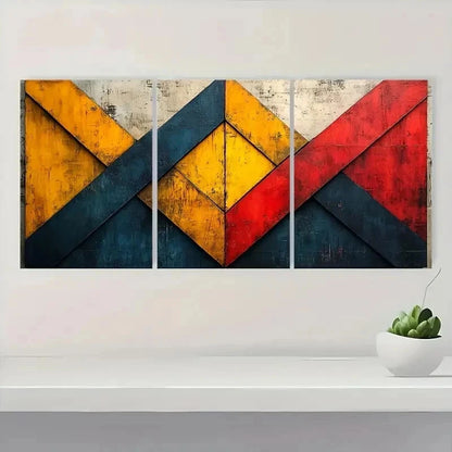 3pcs Geometric Pattern Abstract QW  Wall Art Set Canvas Framed 50x70cm - High Quality Print 100% Australian Made Wall Canvas Ready to Hang - Bella Home Decor