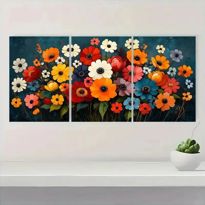 3pcs Vibrant Floral Bouquet by Pablo Picasso BP    Wall Art Set Canvas Framed 60x90cm - High Quality Print 100% Australian Made Wall Canvas Ready to Hang - Bella Home Decor
