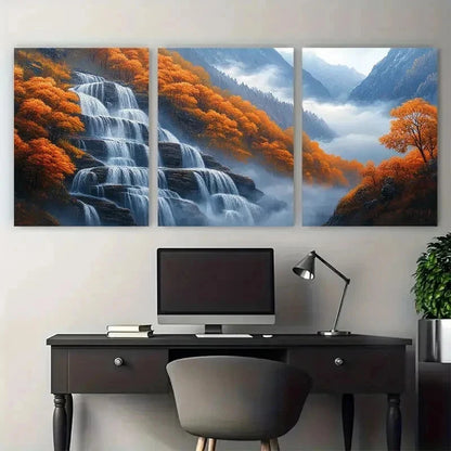 3pcs Misty Mountain Landscape Nature Perfect Wall Art Set Canvas Framed 50x70cm - High Quality Print 100% Australian Made Wall Canvas Ready to Hang