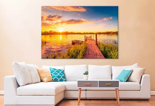 Vibrant Sunset Over The Lake Wall Art Decor 100% Australian Made - Bella Home Decor