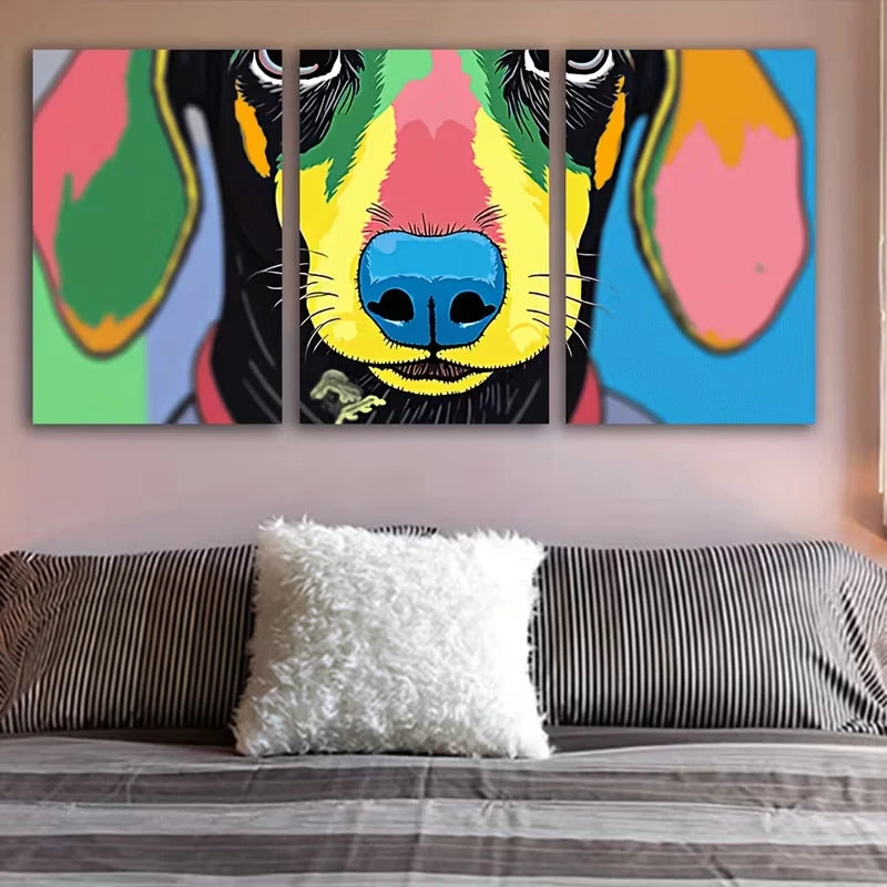 3pcs Colorful Dachshund Dog Decor Wall Art Set Canvas Framed 40x60cm – High Quality Print 100% Australian Made Wall Canvas Ready to Hang - Bella Home Decor