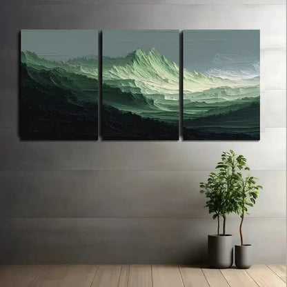 3pcs Modern Abstract Mountain & Hills Design Metal Print Ready to Hang Art - Bella Home Decor