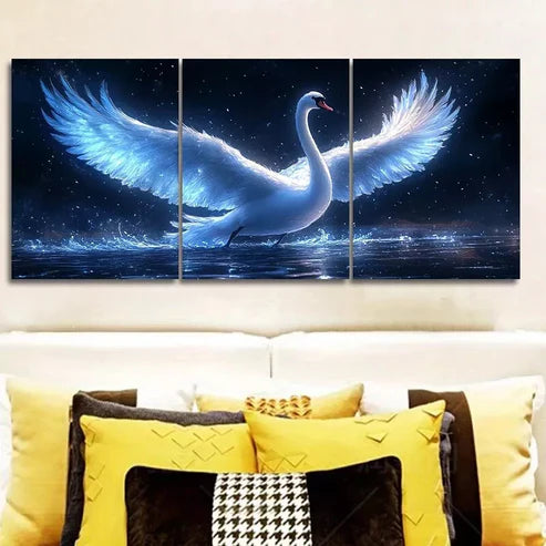 3 PCS White Swan Nature Wall Art Set Canvas Unframed - High Quality Print 100% Australian Made Wall Canvas - Bella Home Decor