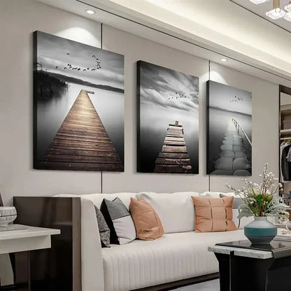 3pcs Modern Minimalist Golden River Forest Wall Art Canvas Unframed – High Quality Print 100% Australian Made Wall Canvas