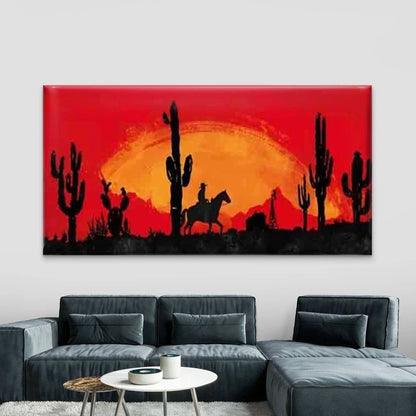 Southwest Landscape with Cacti Wall Art Canvas Office Home Room Framed 120x60cm