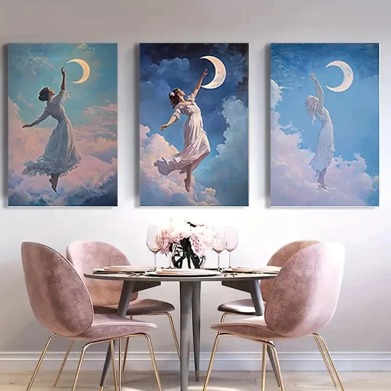3pcs  Funky woman  Kitchen Dorm Wall Art Set Canvas Framed 50x70cm - High Quality Print 100% Australian Made Wall Canvas Ready to Hang - Bella Home Decor