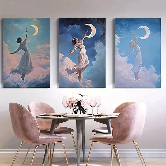 3pcs Funky woman Kitchen Dorm Wall Art Set Canvas Framed 50x70cm - High Quality Print 100% Australian Made Wall Canvas Ready to Hang