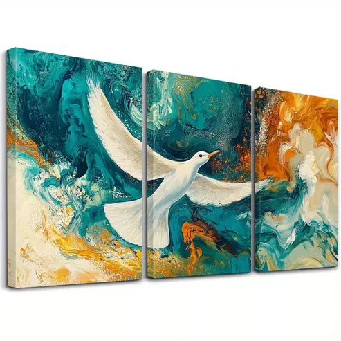 3pcs Blue And Orange Decorative Flying Bird Canvas Unframed - High Quality Print 100% Australian Made Wall Canvas