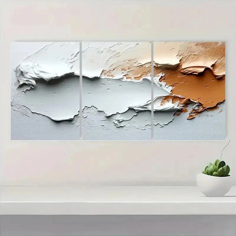 3pcs Elements And a Brown Flat Design ET  Wall Art Set Canvas Framed 40x60cm - High Quality Print 100% Australian Made Wall Canvas Ready to Hang - Bella Home Decor