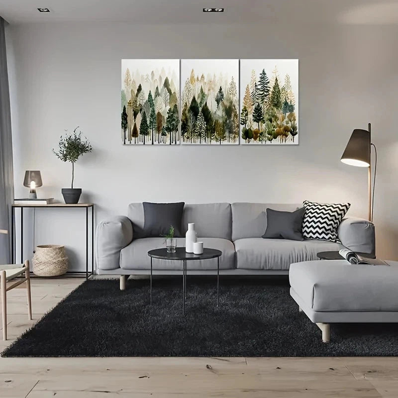 3pcs Abstract Forest Nature Scenery Metal Print Ready to Hang Art - Bella Home Decor