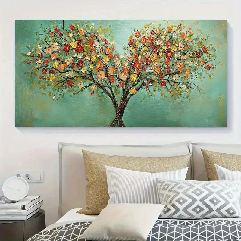 Vibrant Blossom Tree Minimalist Wall Art Canvas Office Home Room Framed 120x60cm